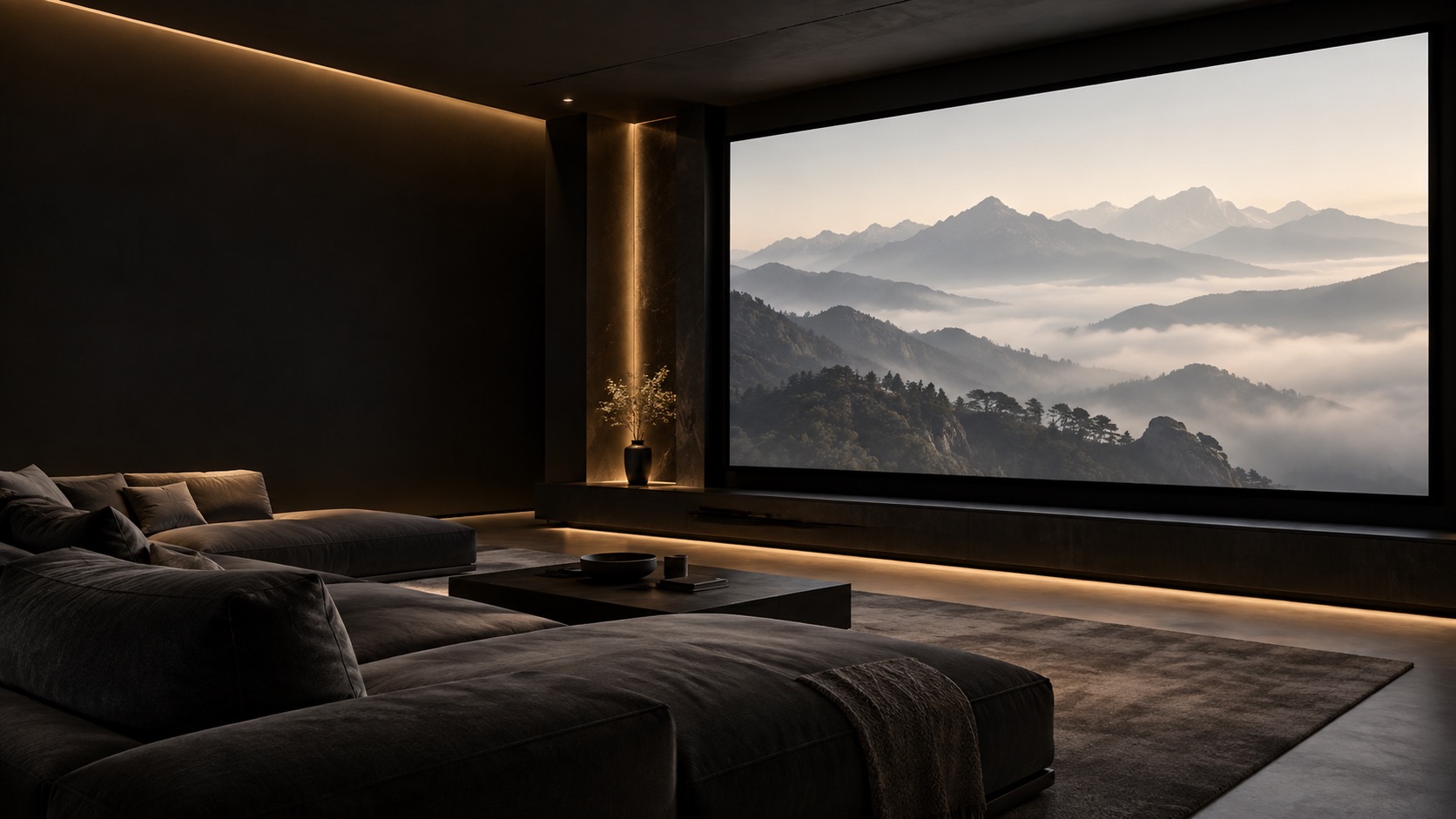 Fixed screen in a concept interior