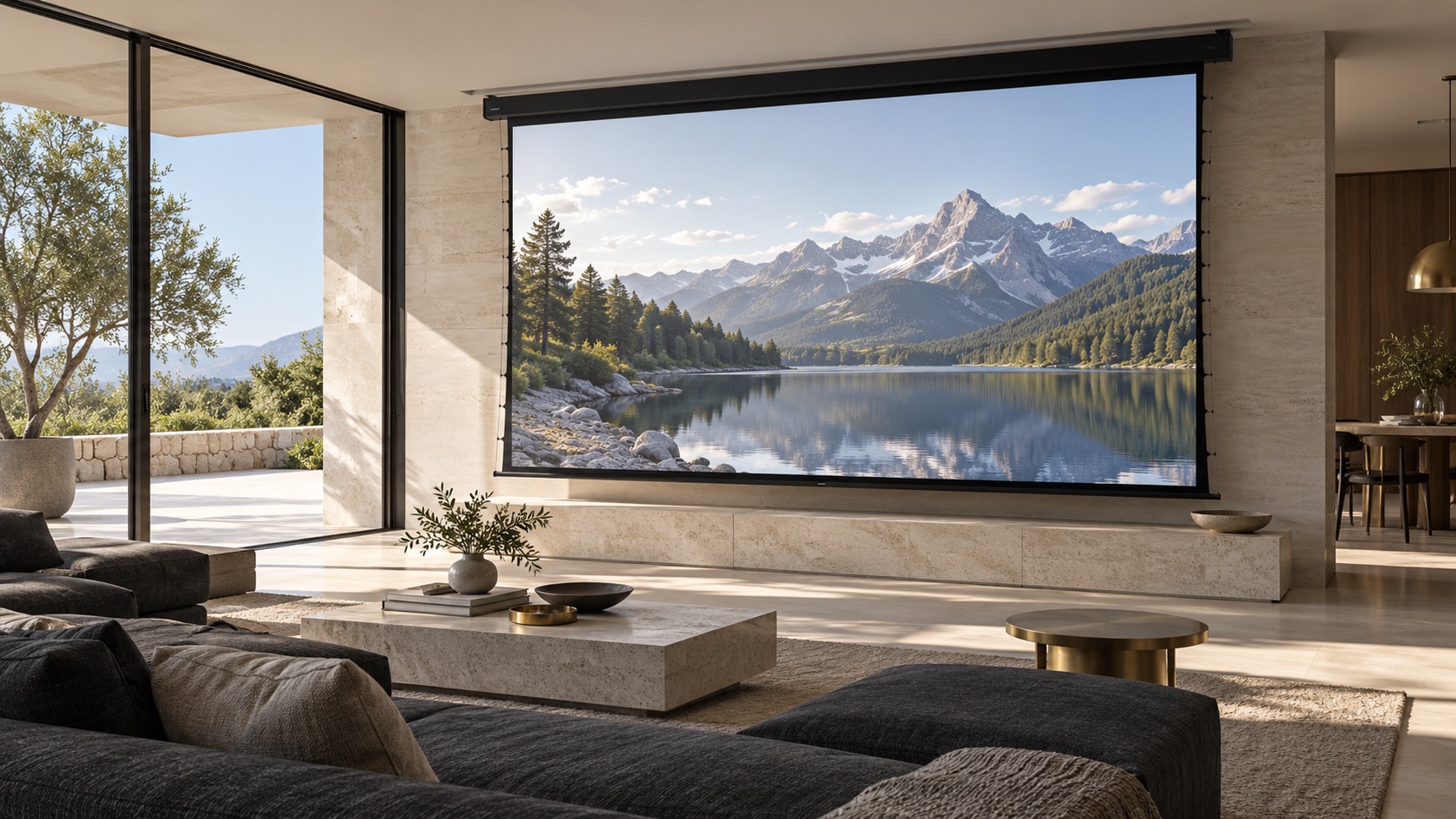 Motorized Exposed screen in a concept interior
